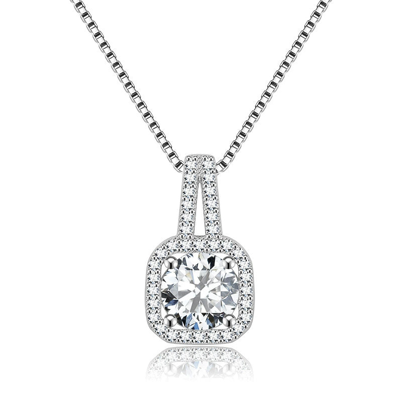 Women's Korean-Style Shiny Square Diamond Sweet Lady Zircon