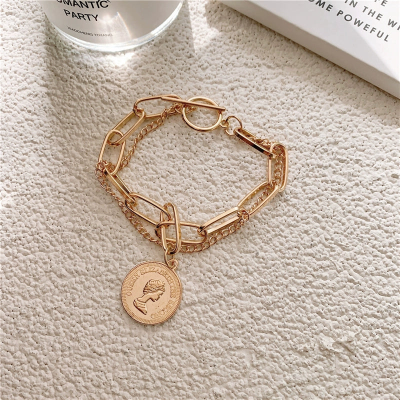 Korean Style Hip-Hop Ins Style Women's Retro Portrait Bracelet