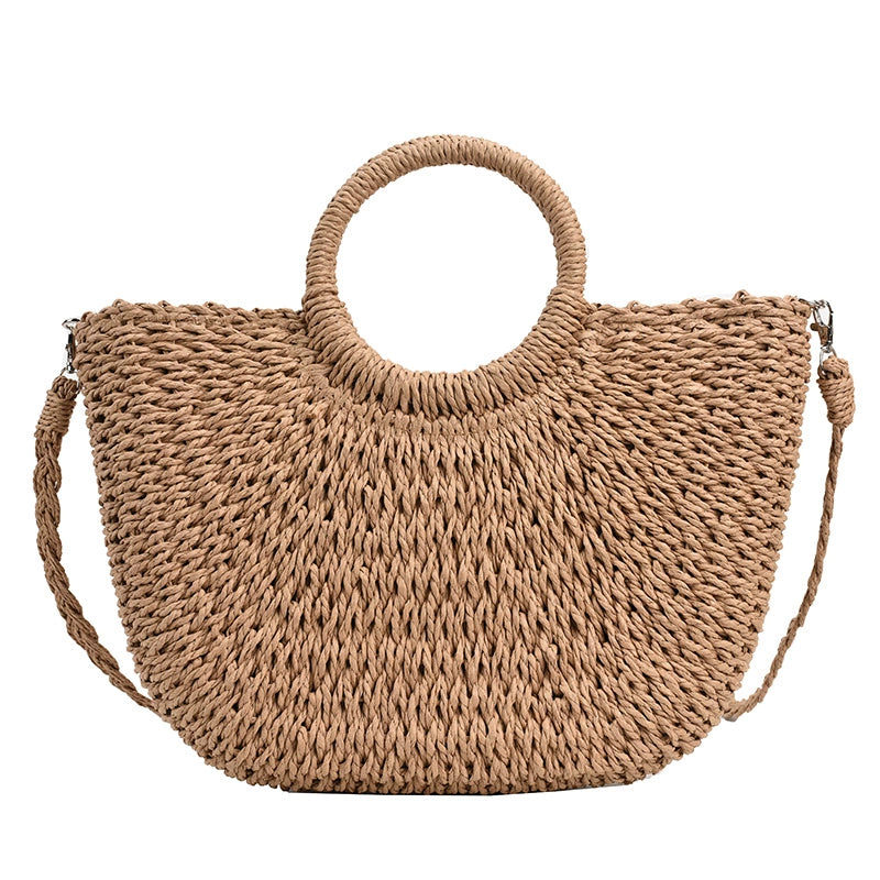 Retro Large Capacity Unique One-Shoulder Straw Bag