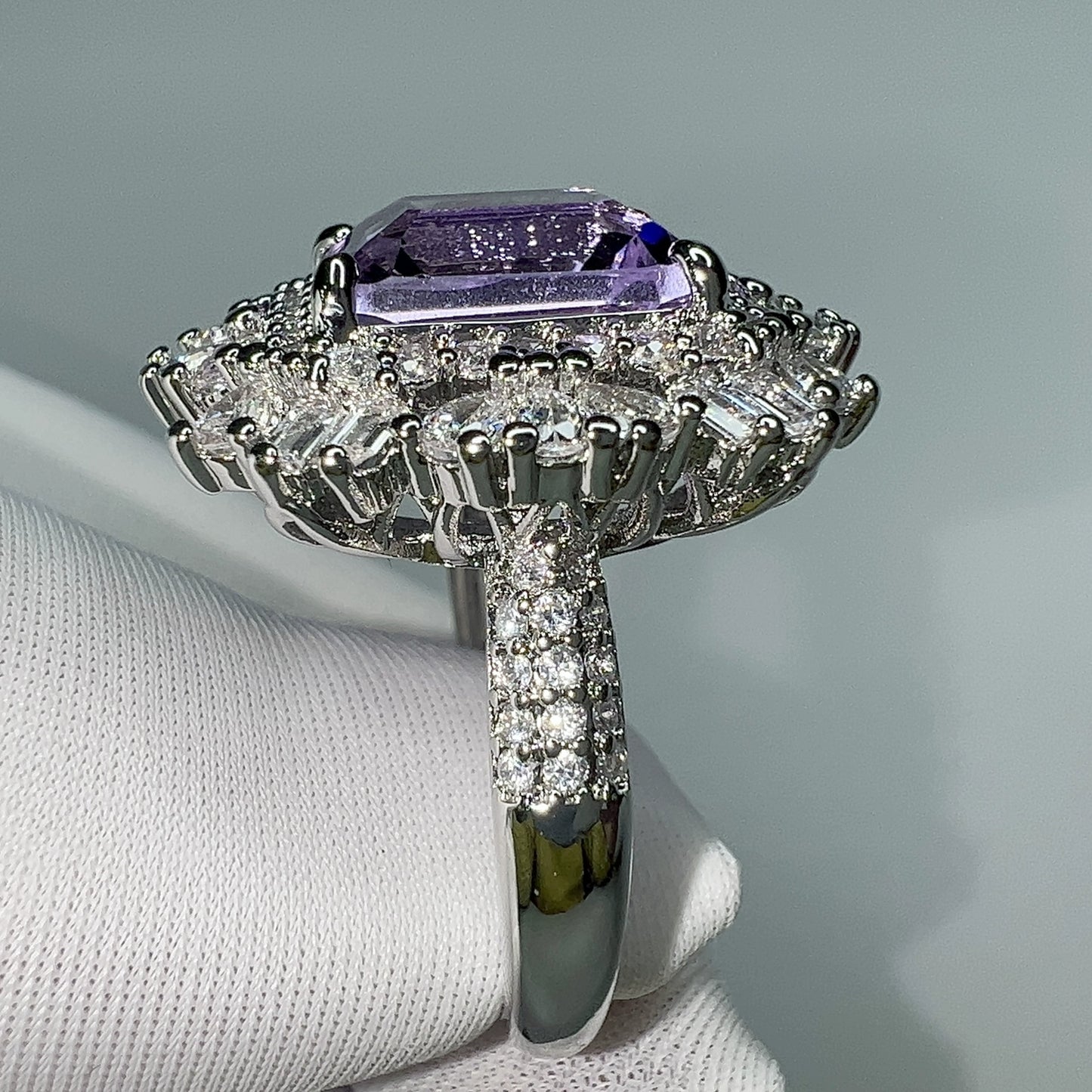 Jewelry Amethyst Fashion Luxury Women's Colored Gems Ring