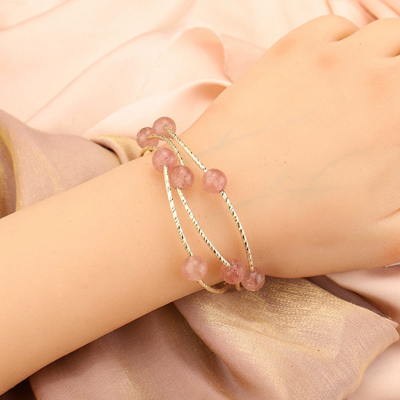 Strawberry Quartz Attracting Male Multi-Layer Mori Style Hot Selling Bracelet