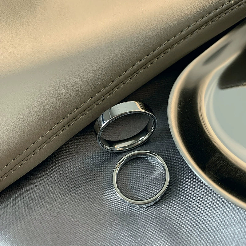 INS Titanium Steel Single Non-Fading Female Lettering Ring