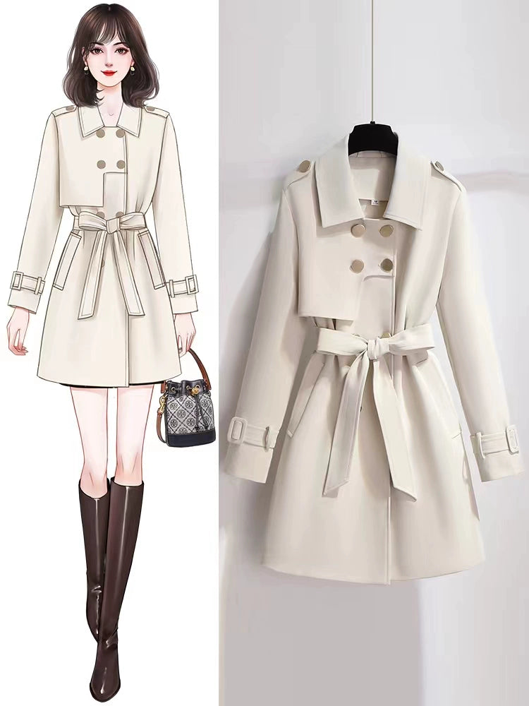 Coat Women's Autumn and Winter Mid Length Long Length This Year's Popular Windbreaker