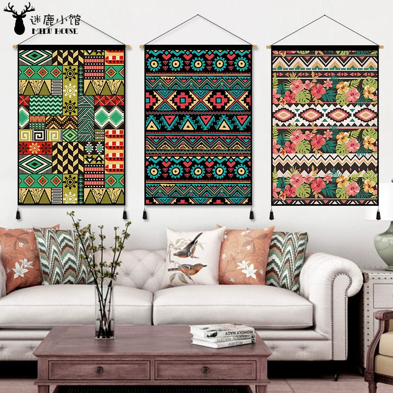 Chinese-Style Ethnic Pattern Fabric Corridor Aisle Tapestry
