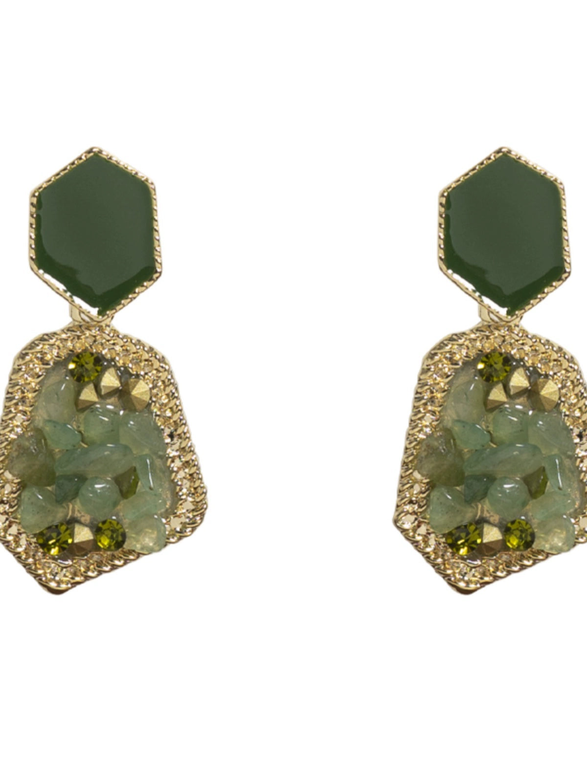 Missray Retro Dark Green Asymmetrical Stone Geometry