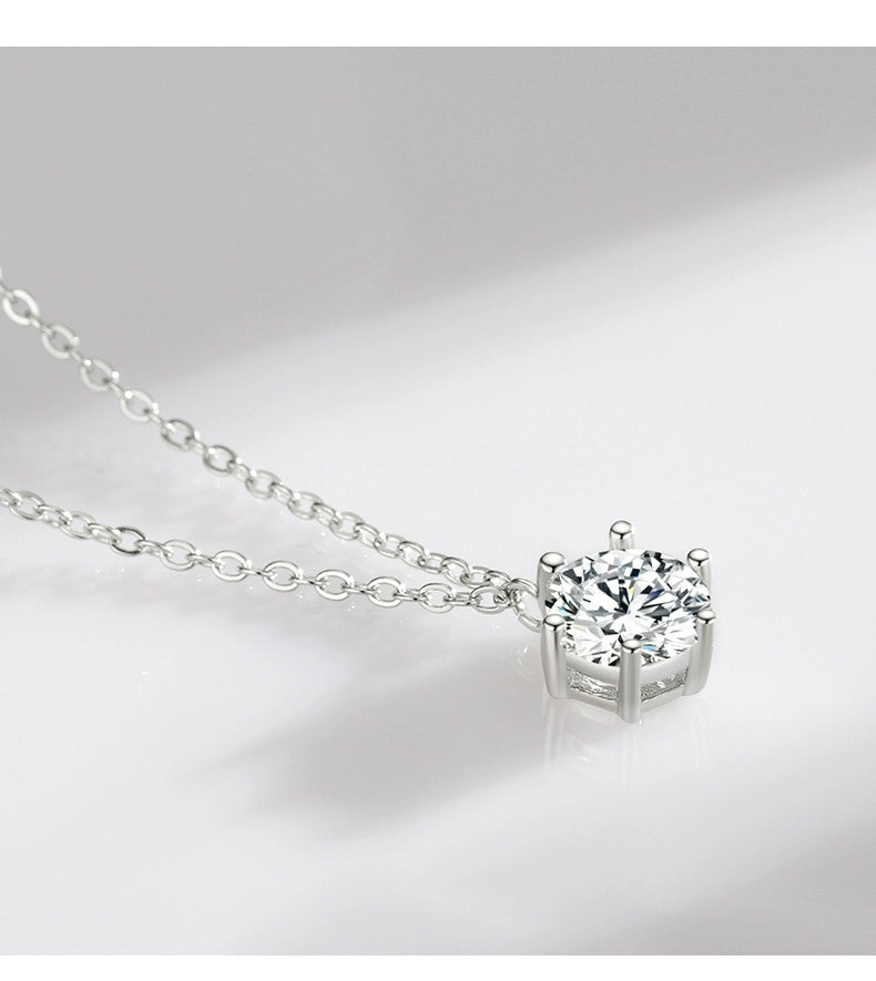 Accessible Luxury 925 Sterling Silver Women's Easiest for Match Clavicle Chain Single Diamond