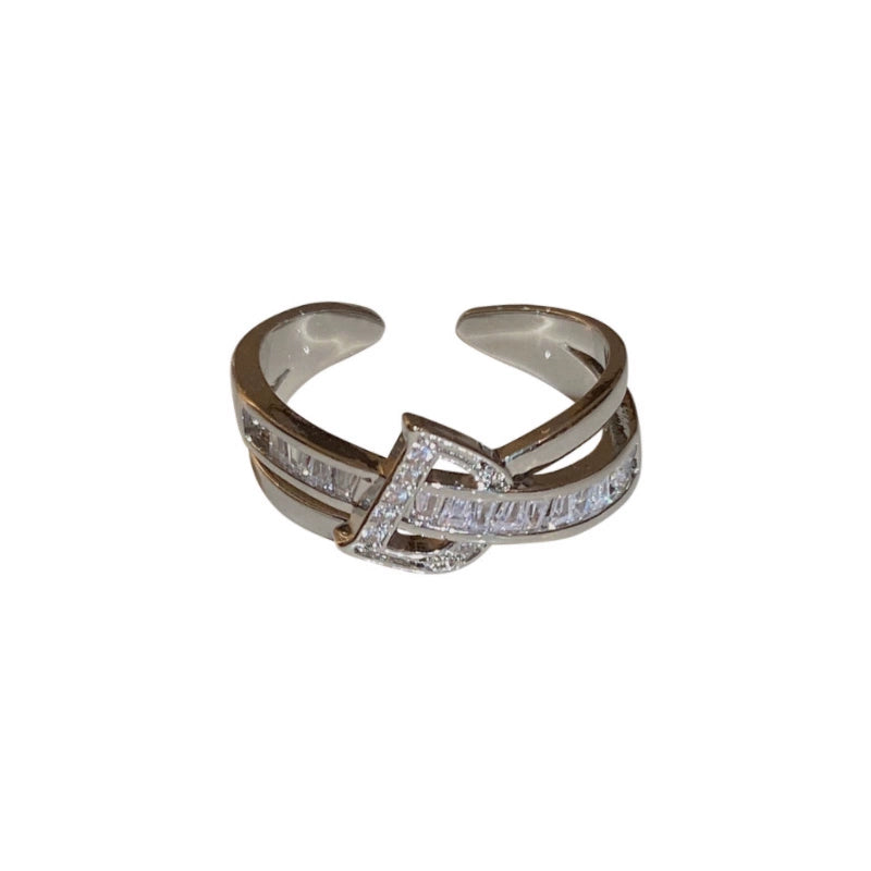Fashion Stylish Letter D Open-End Zircon Ring Female 2024 New Arrival Niche Design Cold Wind Index Finger Ring
