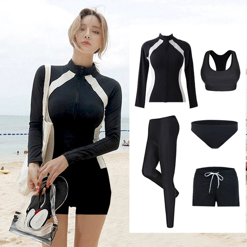 Hot Spring Long Sleeves Sun Protection Female Surfing Suit Korean Swimwear
