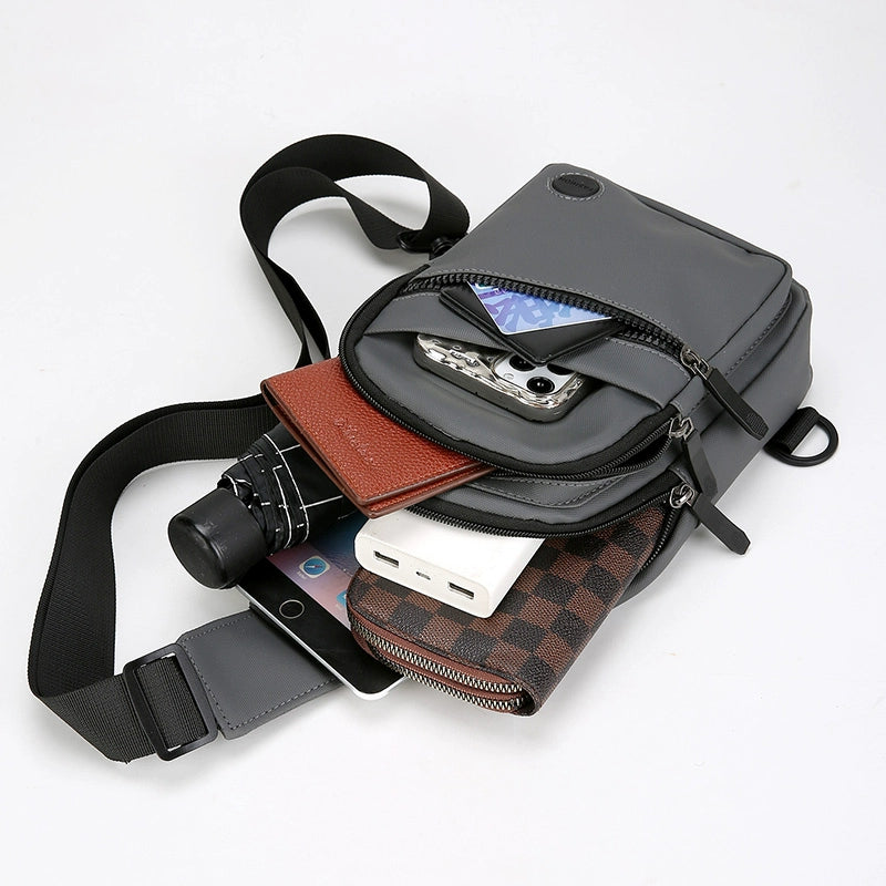 Men Casual Canvas Shoulder Black Chest Pack