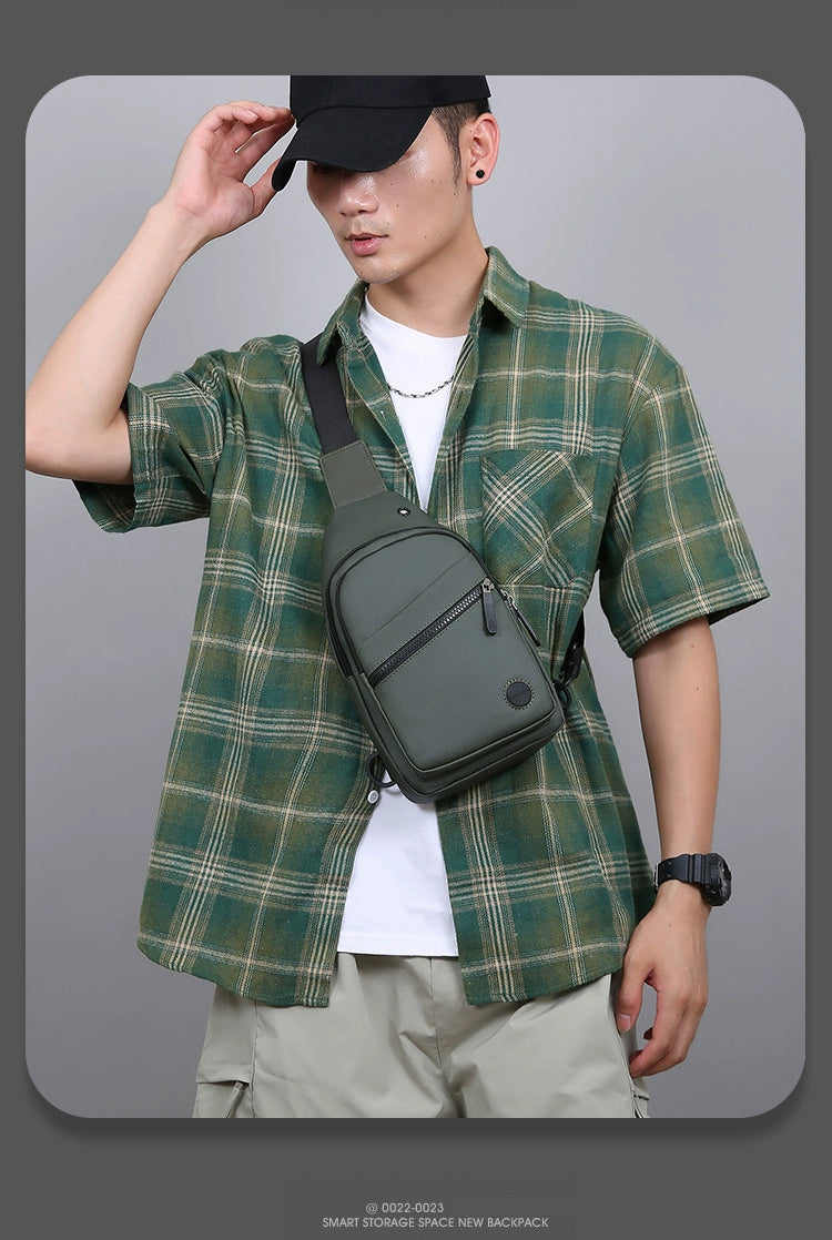 Men Casual Canvas Shoulder Black Chest Pack