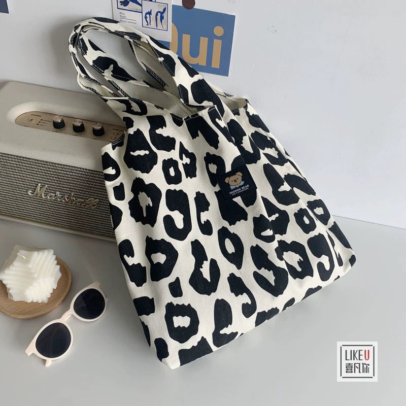 Original Cows Pattern Casual College Students One Shoulder Literary