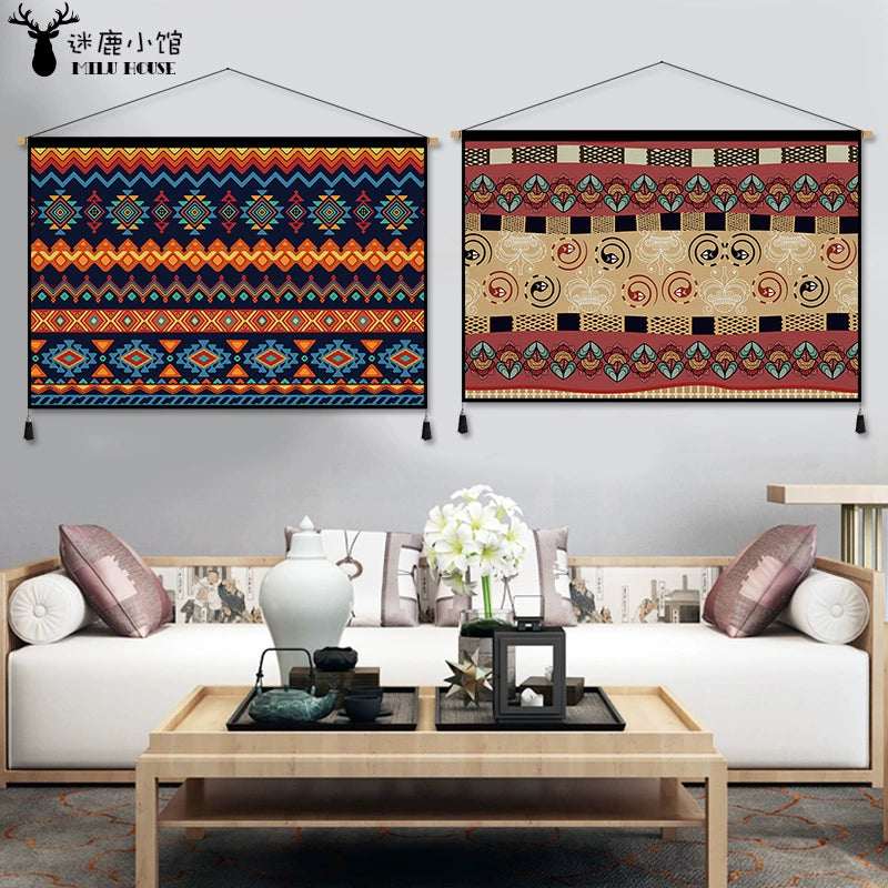 Chinese-Style Ethnic Pattern Fabric Corridor Aisle Tapestry