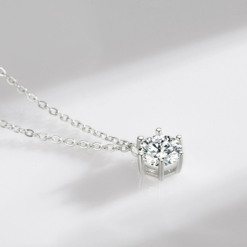 Accessible Luxury 925 Sterling Silver Women's Easiest for Match Clavicle Chain Single Diamond