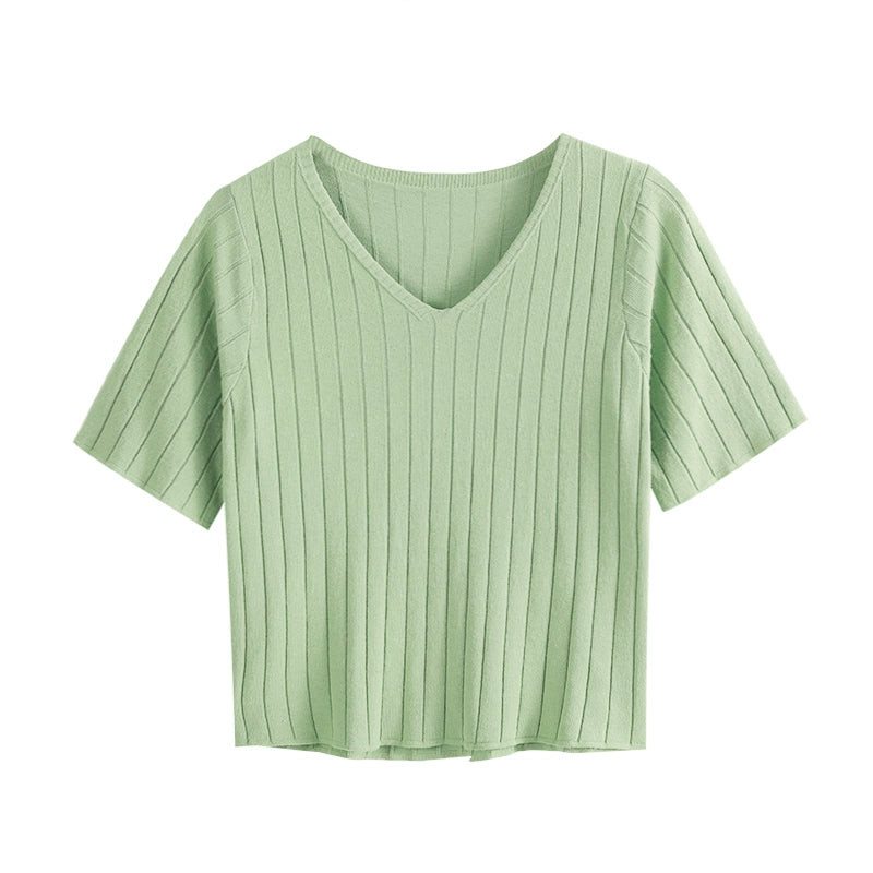 Ice Silk Spring and Summer Thin White Top Sweater