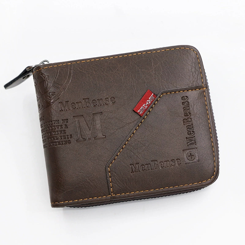Fashion Fashion Zipper Men Short Wallet Large Capacity Coin Pocket Multi-Card Three-Fold Chain Bag Men's Wallet