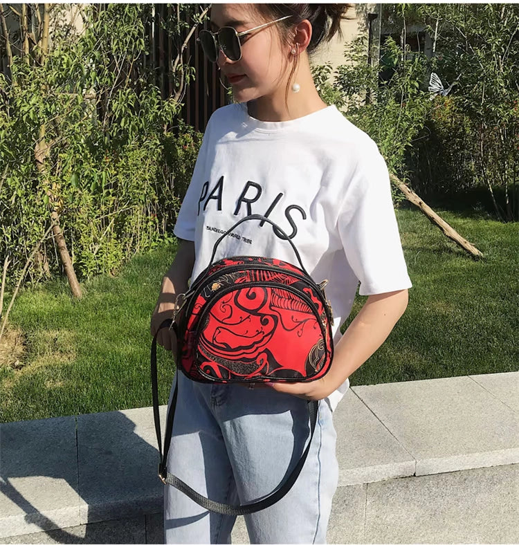 Online Influencer Fashion Printed Oxford Cloth Woman's Single Shoulder Bag