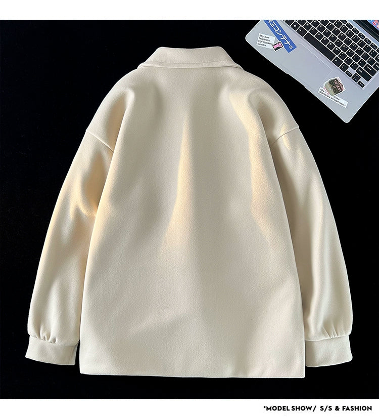 Trendy Korean Style Loose Woolen Coat Men's Jacket
