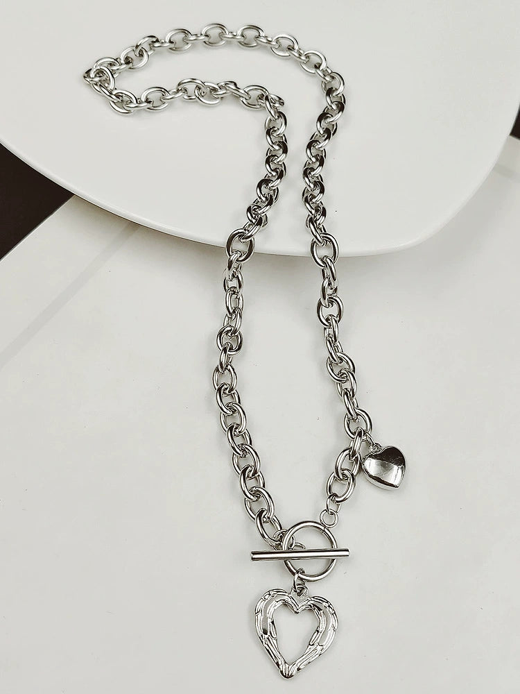 Heart Titanium Steel Necklace Clavicle Chain Non-Fading Female Springtide Niche Design Cold Wind Hip Hop