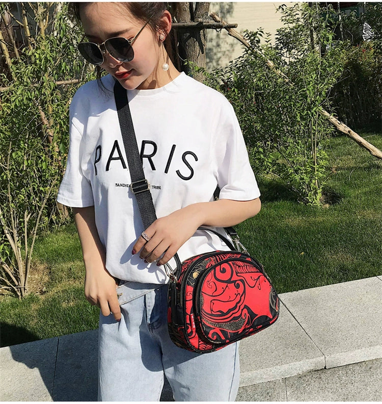 Online Influencer Fashion Printed Oxford Cloth Woman's Single Shoulder Bag