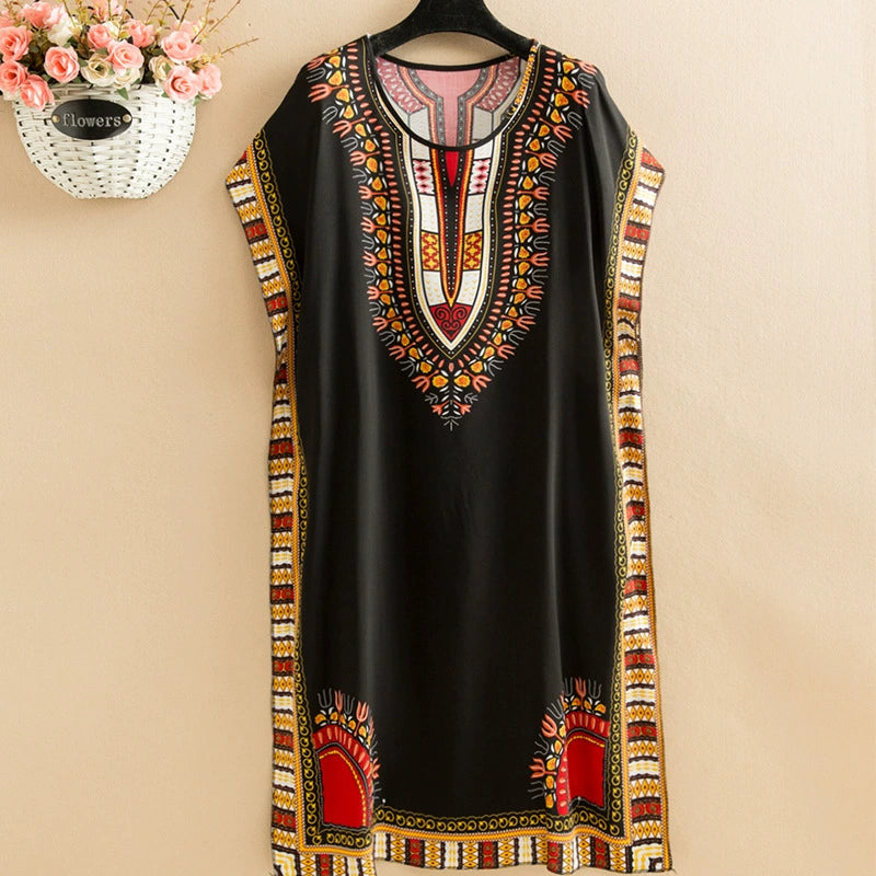 Artificial Cotton Nightdress Female Plus Size Middle-Aged and Elderly Summer plus Size Ladieswear Long Robe Loose Home Long Skirt Thin