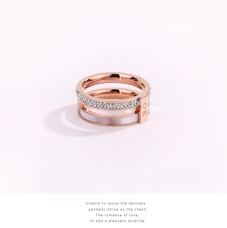 Women's Ins Titanium Steel No Fading Rose Gold Shell Ring