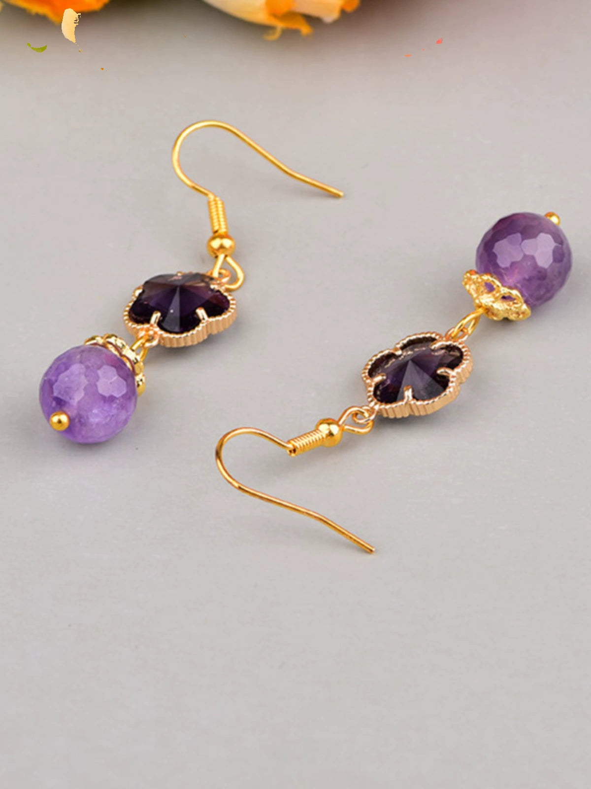 Fashion Amethyst Women Retro Style for Cheongsam Earrings