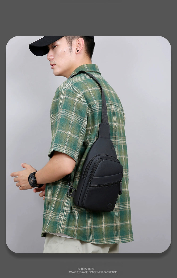 Men Casual Canvas Shoulder Black Chest Pack