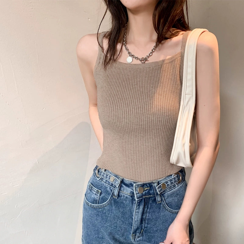 Bottoming Vest Threaded Sexy Knitted Top Small Sling