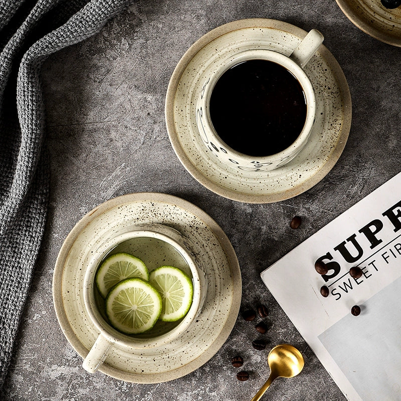 Japanese Retro Small Latte Art Stoneware Coffee Set