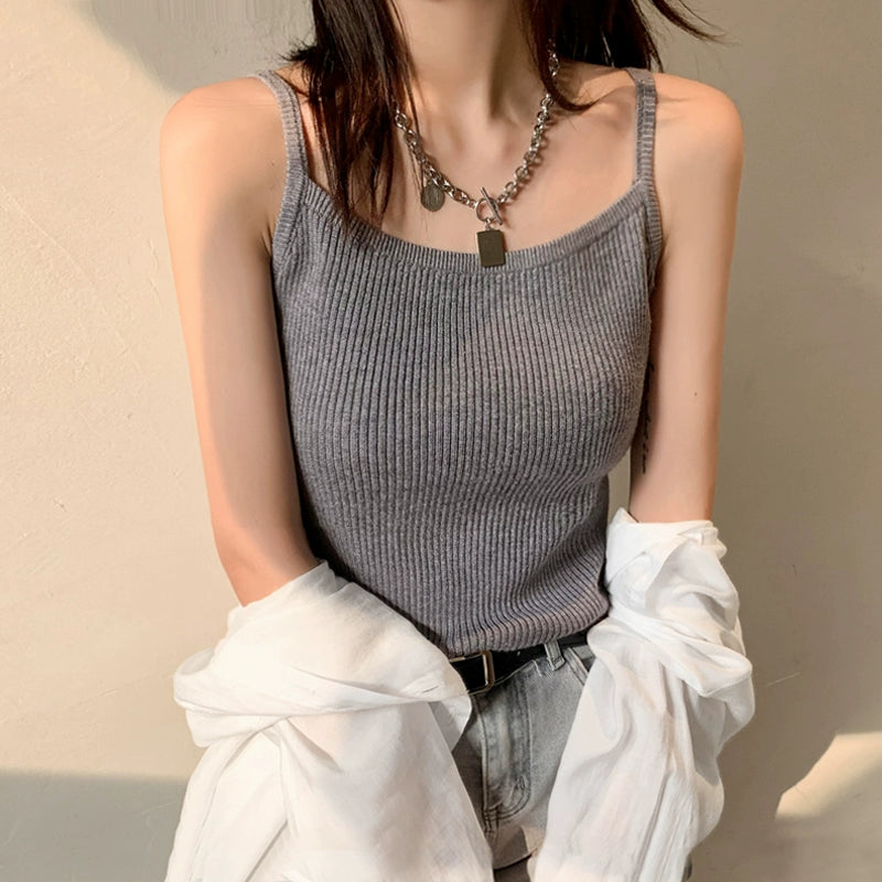 Bottoming Vest Threaded Sexy Knitted Top Small Sling