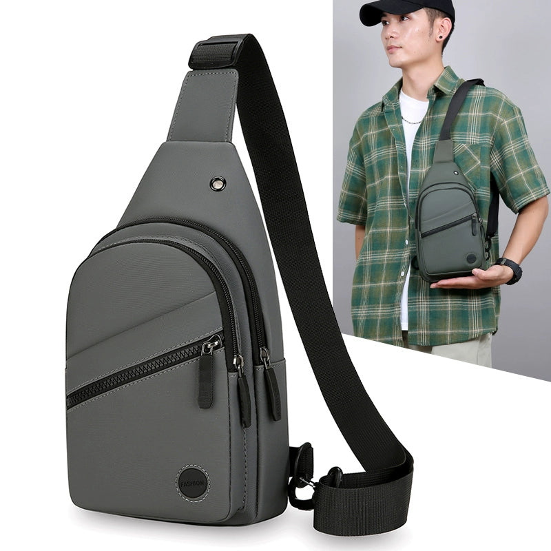Men Casual Canvas Shoulder Black Chest Pack