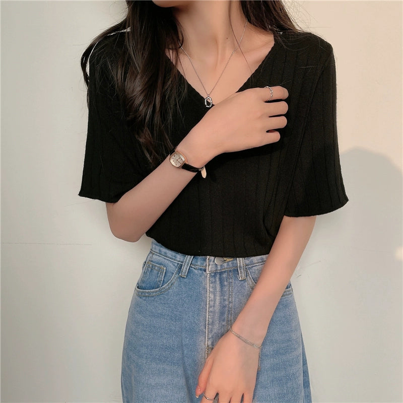 Ice Silk Spring and Summer Thin White Top Sweater