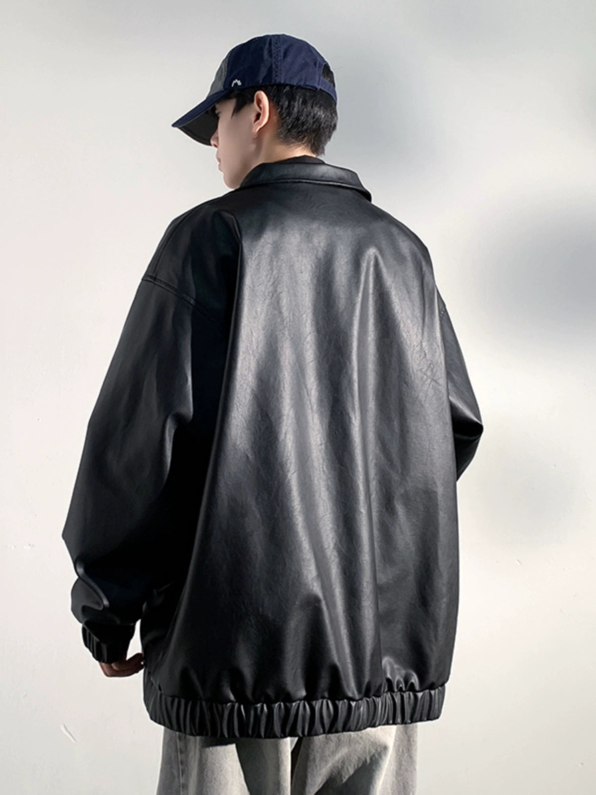 PU Leather Jacket Men's Autumn Trendy Handsome Fried Street Tops American High Street Vintage Motorcycle Clothing Men Outwear
