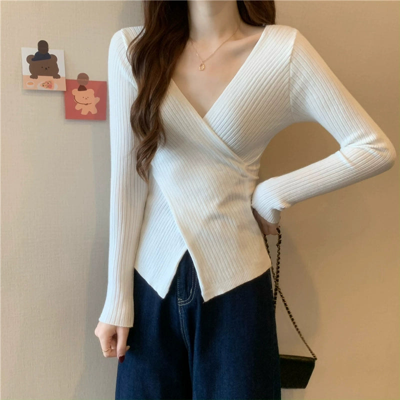 Cross V-neck This Year's Popular Spring and Autumn Sweater Knitwear