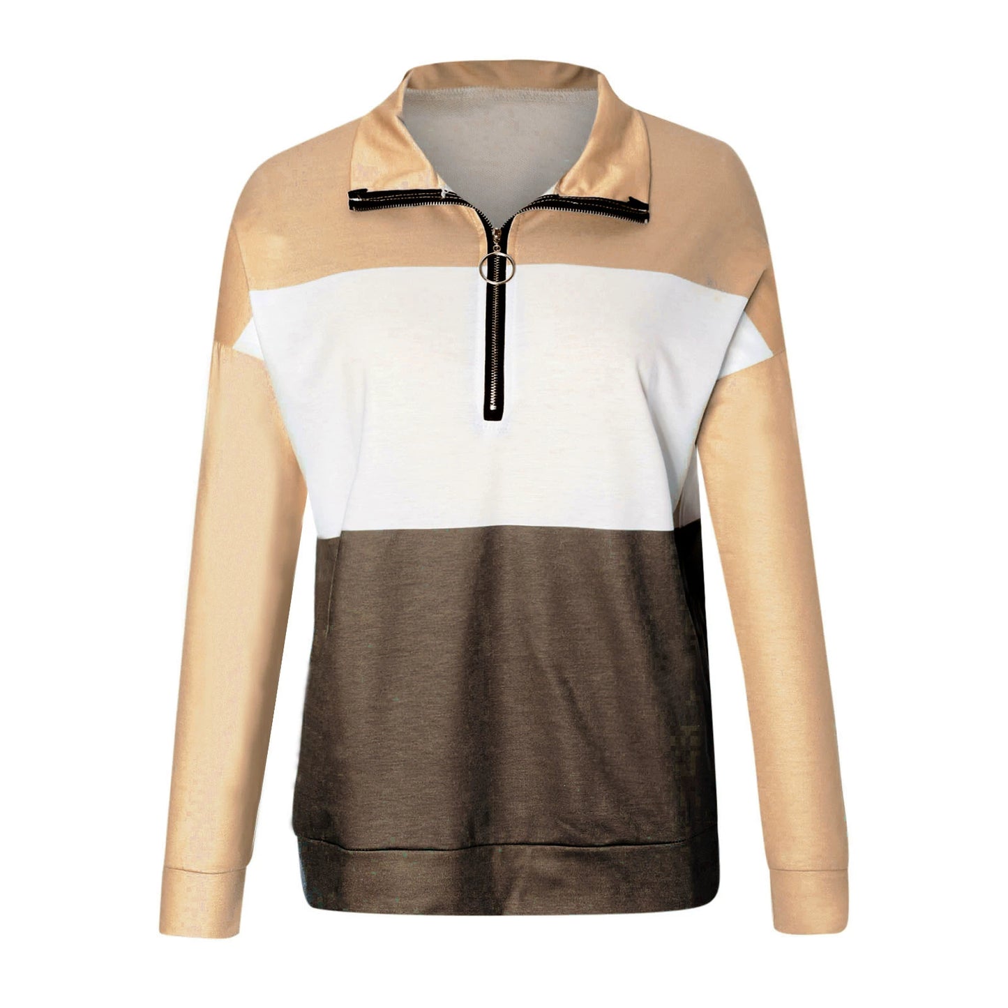 Women's Long Sleeve Zip Lapel Print Sweatshirt Lapel Print Sweatshirt