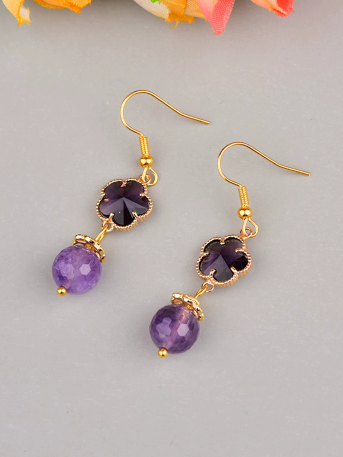 Fashion Amethyst Women Retro Style for Cheongsam Earrings