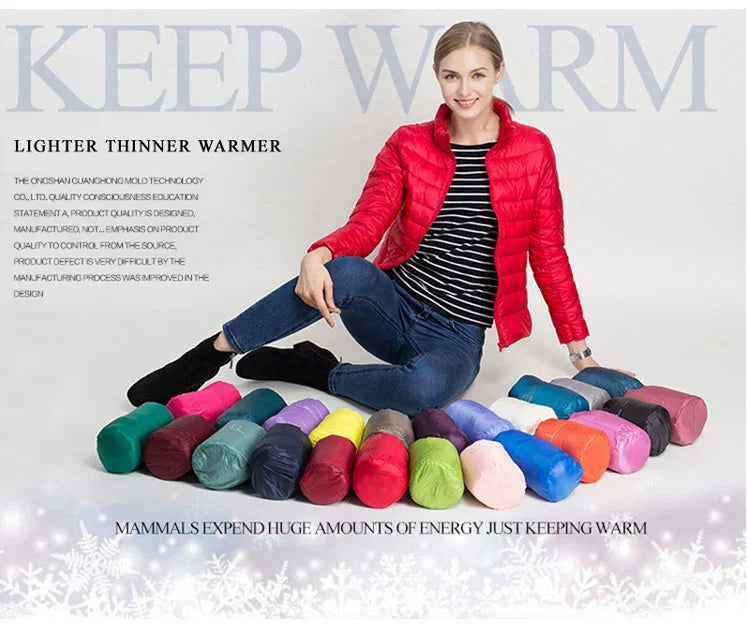 Thin Lightweight Short Type Korean-Style Stand Collar Winter Clothes down Jacket