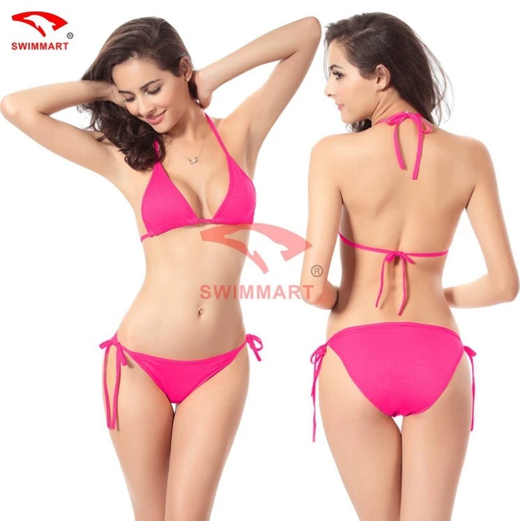 Bandage Swimsuit Halterneck Blue Bikini Racing Suit Sexy Three-Point Bikini European and American Swimsuit Women's Intimates