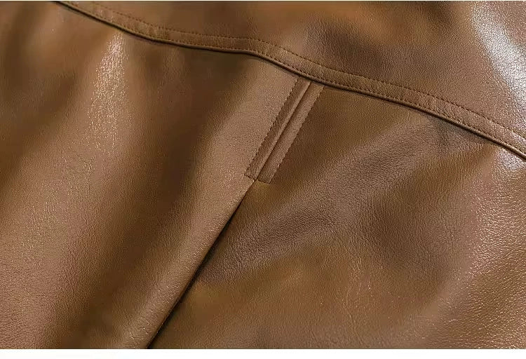 American Fashion Brand Retro Biker's PU Leather Coat Jacket Men's Autumn Leisure Loose Lapels Couple Coat Japanese Style Tops