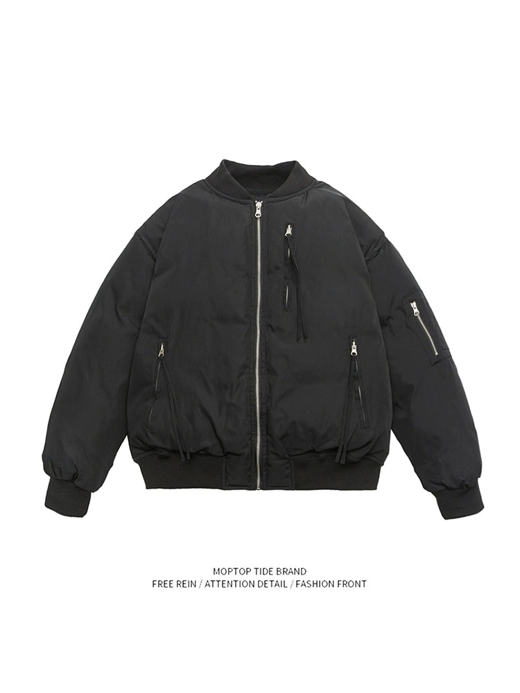 Mr. WH Japanese Style Pure Color Baseball Collar Men's and Women's Spring and Autumn New Arrival Easiest for Match Loose Couple Pilot Outwear