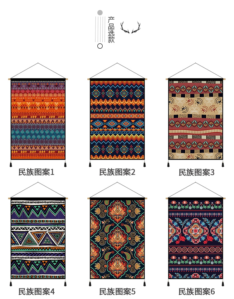 Chinese-Style Ethnic Pattern Fabric Corridor Aisle Tapestry