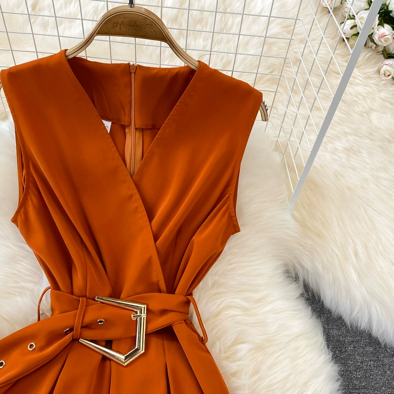 K-style V Neck High Waist Fashion Casual Drooping Wide Leg Pants