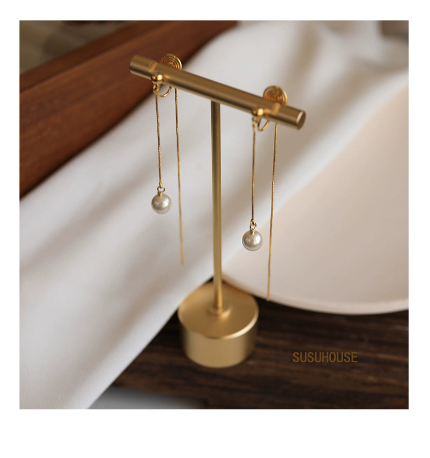 Long Fringe Earrings Earrings Slim Autumn and Winter Pearl