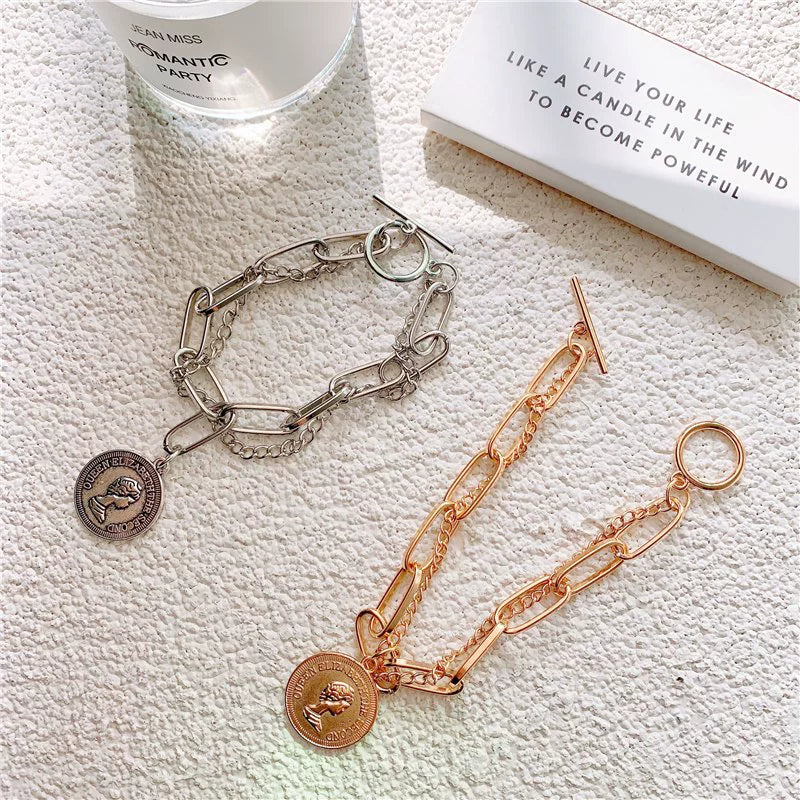 Korean Style Hip-Hop Ins Style Women's Retro Portrait Bracelet