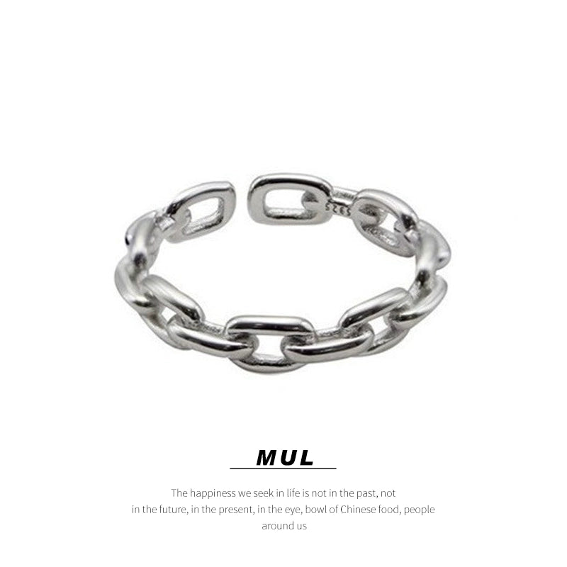 Accessible Luxury Sterling Silver Fancy Ins Little Finger Ring Women's Chain