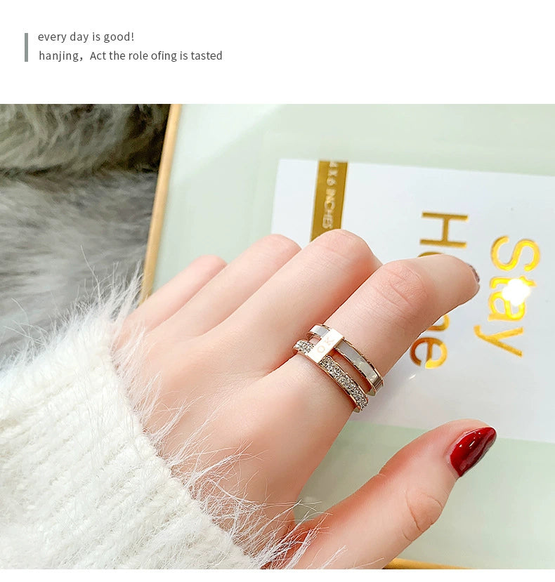 Women's Ins Titanium Steel No Fading Rose Gold Shell Ring
