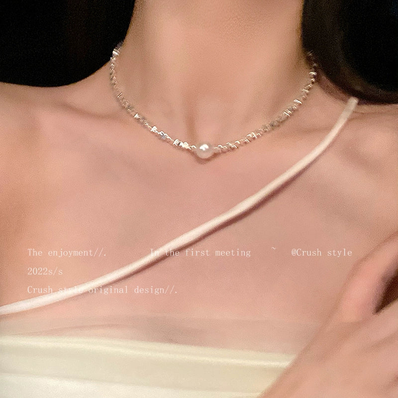 Niche Style Small Pieces of Silver Women's Summer Best Selling Clavicle Chain Pearl