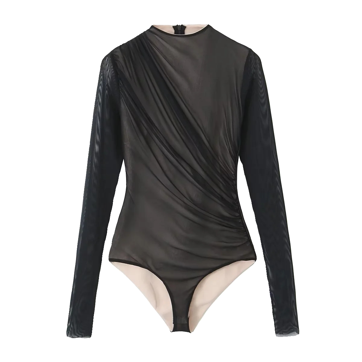 Zar New Arrival Women's Clothing Fashion Style French Style Ruched Decoration Silk Net Slim Fit Jumpsuit 3067098 800