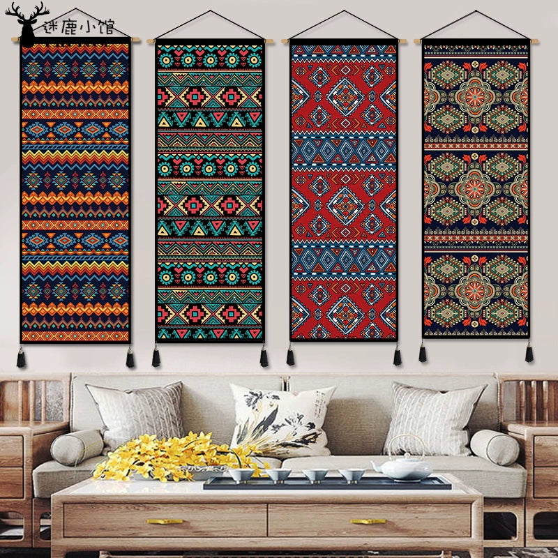 Chinese-Style Ethnic Pattern Fabric Corridor Aisle Tapestry