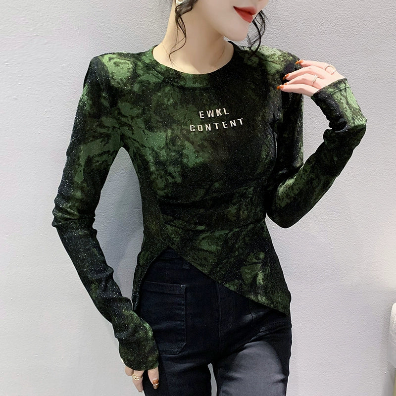 Long-Sleeved Top Irregular T-shirt Base Shirt